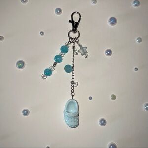 Cute Blue croc Keychain with Beads